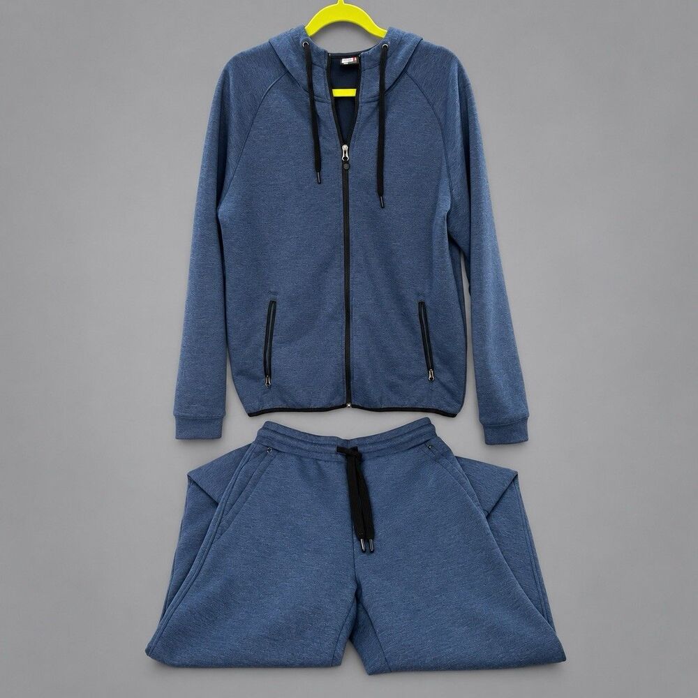 32 Degrees Heat Mens Hoodie M & Jogger Sweat Pants S Blue 2 Piece Tracksuit Set